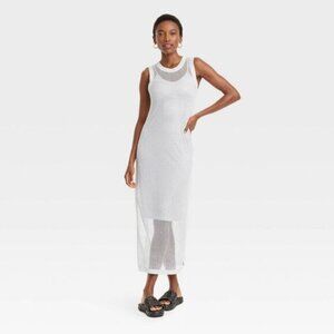 A New Day - Women's Openwork Midi Tank Dress - A New Day Silver